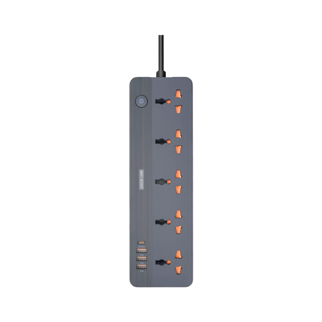 چندراهی برق گرین لاین GS-250 با پنج پریز و شارژ USB-C