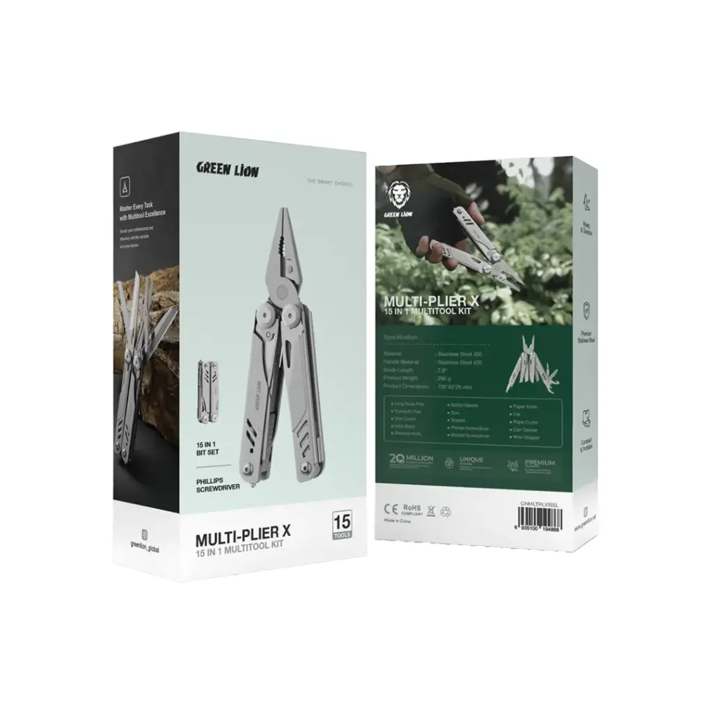 بسته‌بندی ابزار چندکاره ۱۵ کاره گرین لاین Multi-Plier X مدل GNMLTPLX15SL