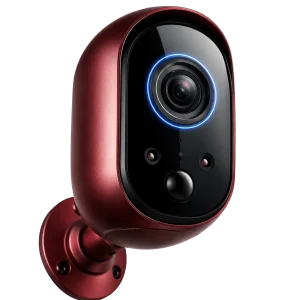 دوربین امنیتی هوشمند زرشکی Gadget Story با پنل مشکی و حلقه نور آبی