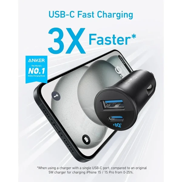 شارژ سریع USB-C شارژر فندکی انکر برای گوشی آیفون