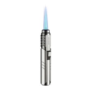 فندک Green Lion Jet Flame Windproof با شعله آبی و بدنه فلزی نقره‌ای