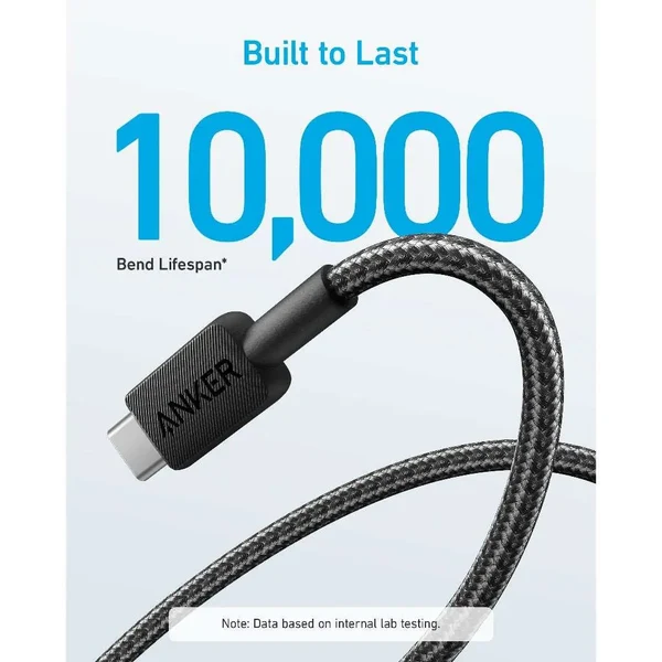 کابل Anker 322 USB-A to USB-C با دوام بالا و عمر خم‌شدن 10000 بار