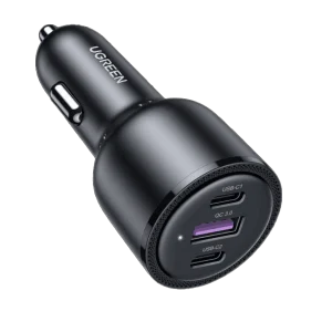 شارژر فندکی UGREEN 69W با دو پورت USB-C و یک پورت USB-A