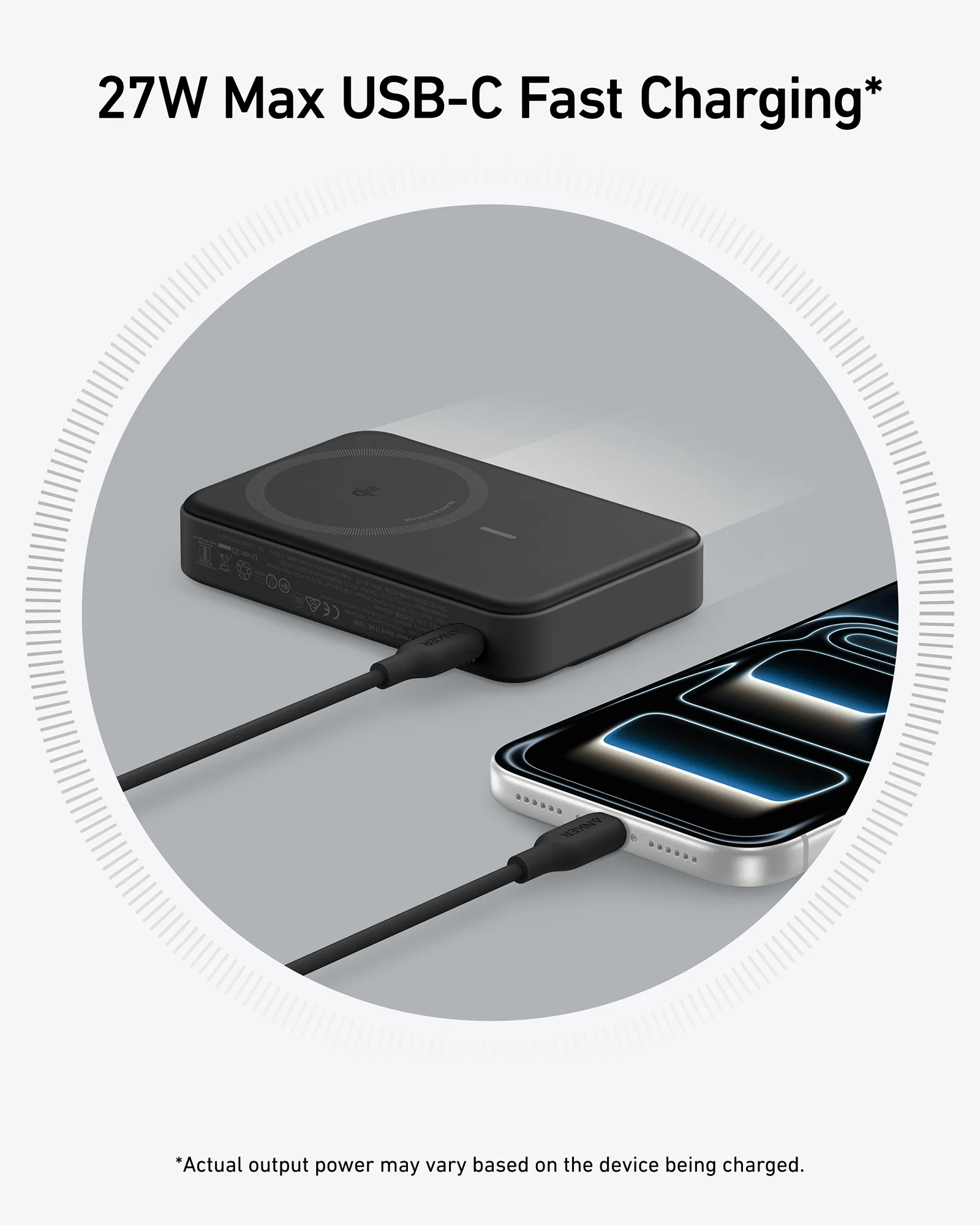شارژ سریع سیمی 27 وات USB-C پاوربانک Anker برای آیفون
