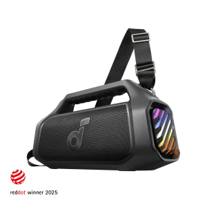 اسپیکر بلوتوثی Soundcore Boom 2 Plus مشکی با بند حمل و نورپردازی RGB