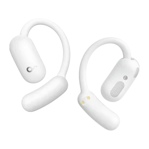 نمای پشت و جلوی ایرباد سفید Soundcore AeroFit 2 با قلاب دور گوش و طراحی Open-Ear