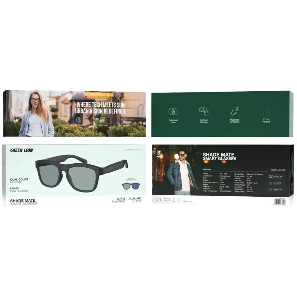 بسته‌بندی عینک هوشمند گرین لاین Shade Mate Smart Glasses