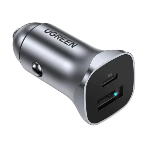 شارژر فندکی UGREEN CD130 با پورت USB-C و USB-A