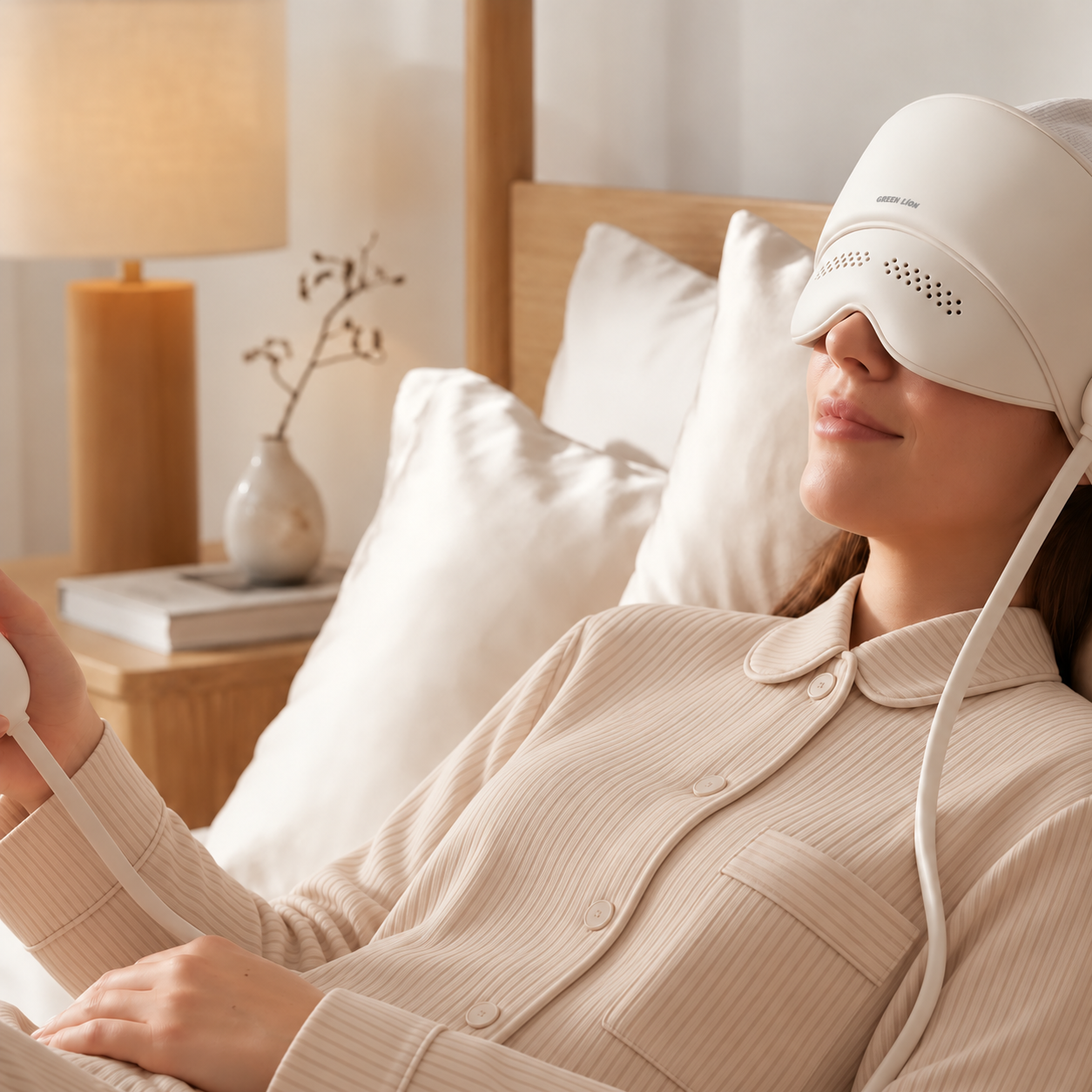 استفاده از ماساژور سر و چشم گرین لاین Head Massager برای استراحت و کاهش خستگی