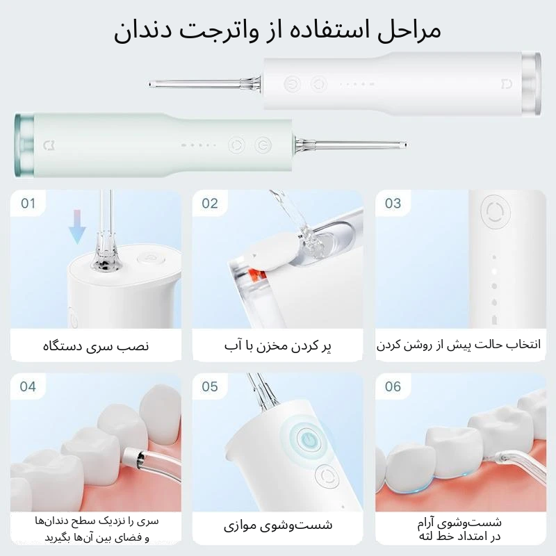 مراحل استفاده از واترجت دندان شیائومی Mijia F300